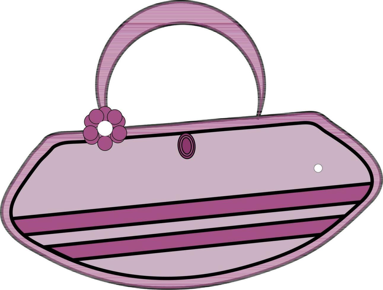 Hand bag in pink and black color. vector