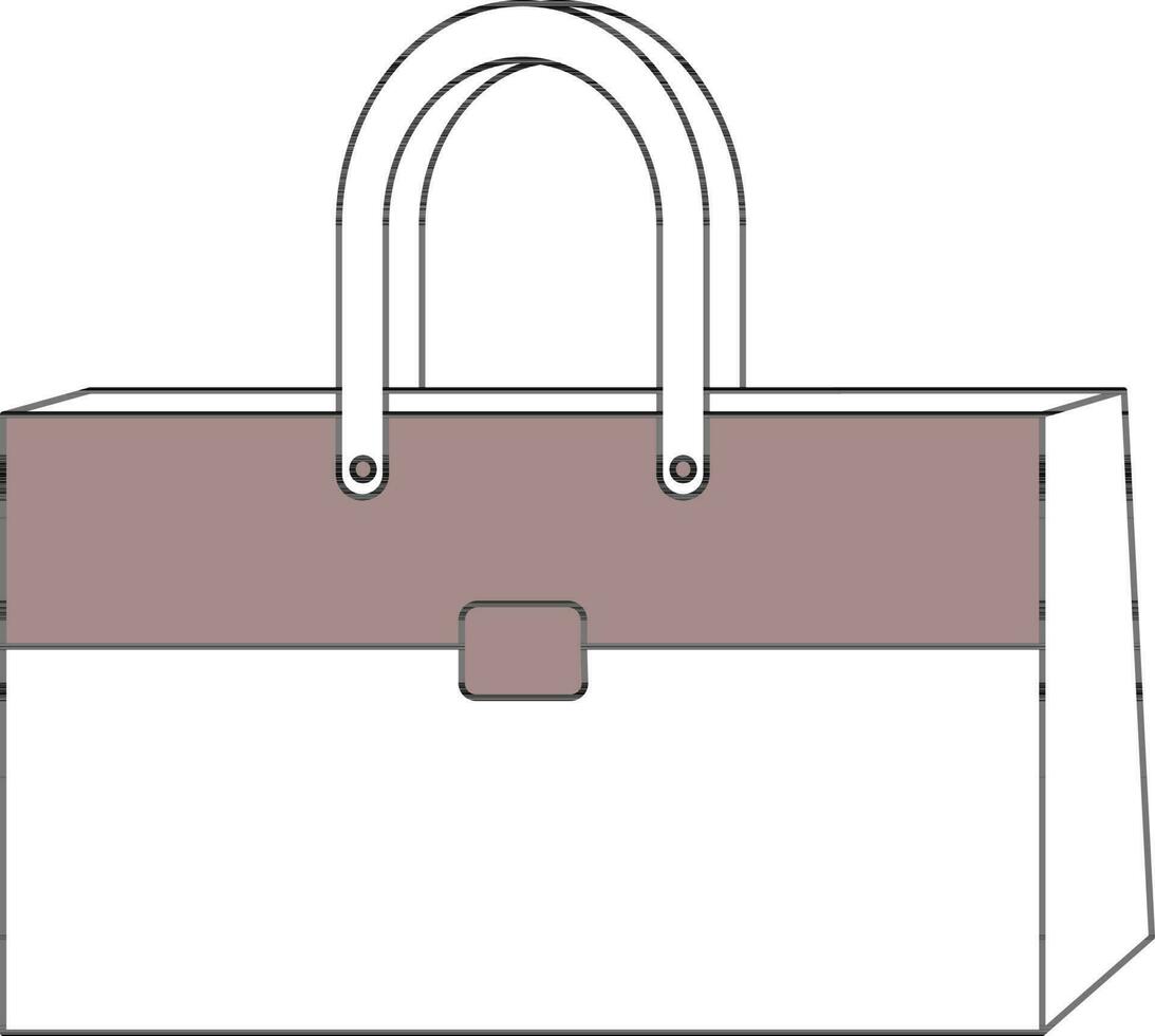 Grayish Red And White Color Handbag Icon. vector
