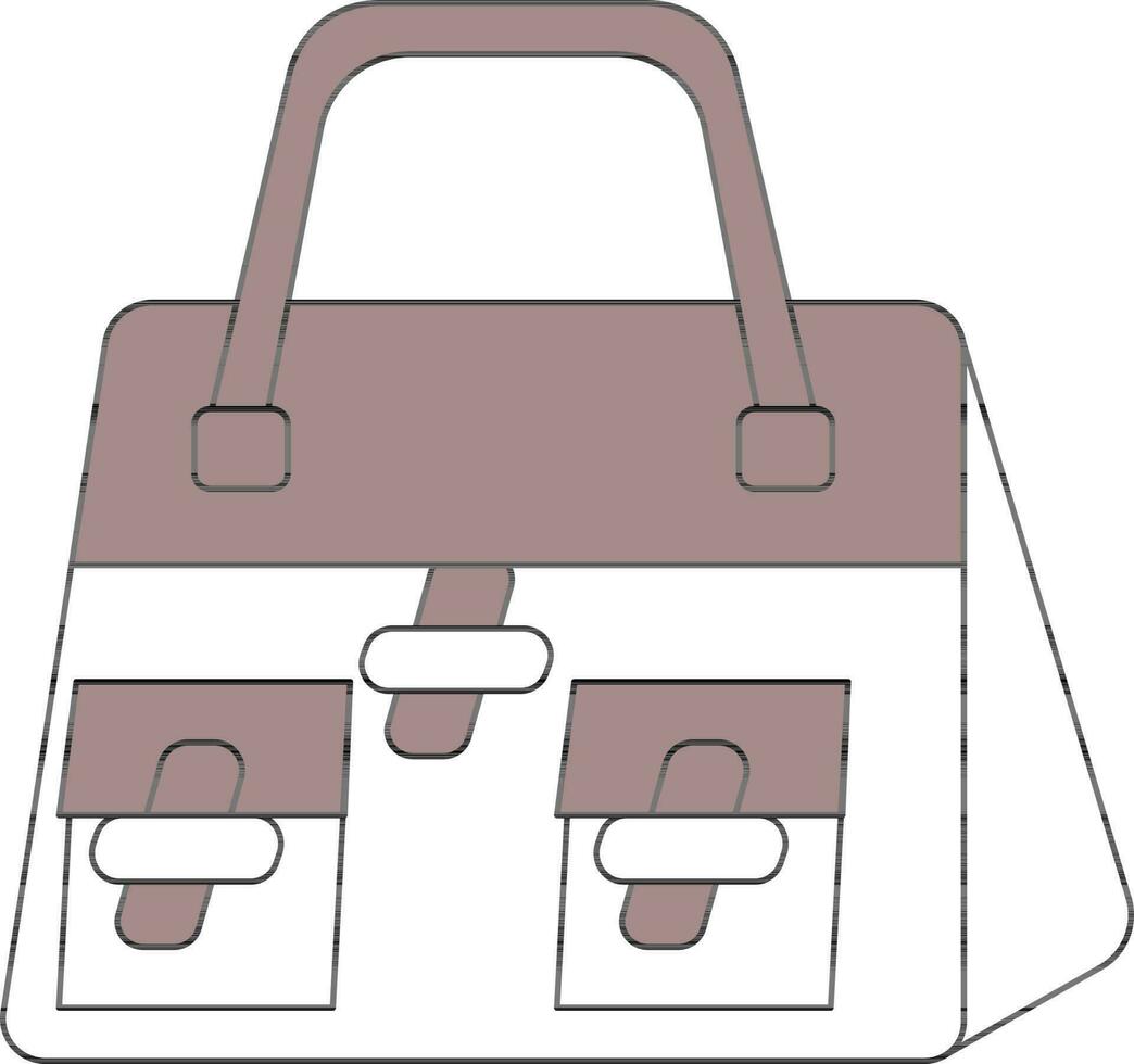 Illustration of Handbag Icon In Grayish Red And White Color. vector