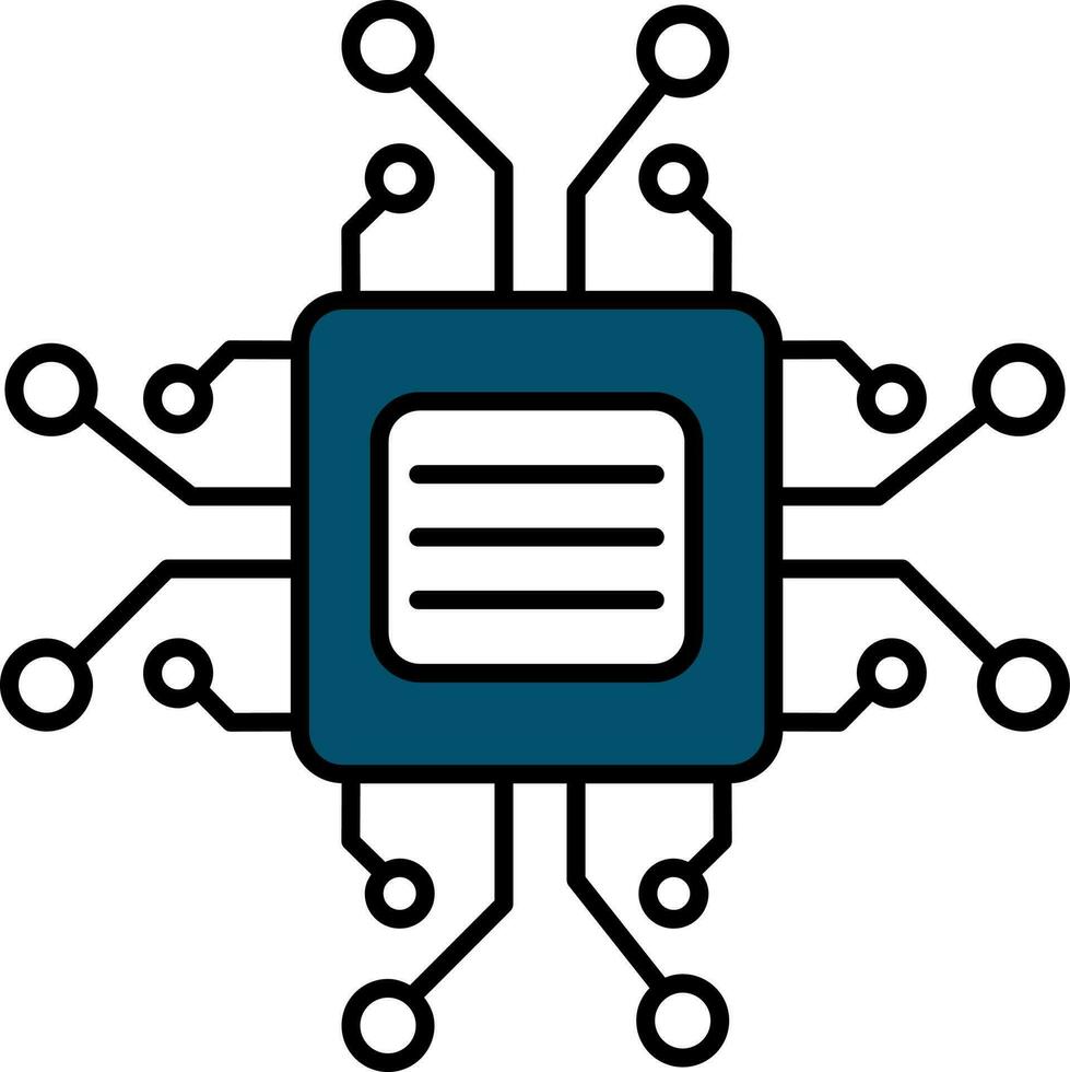 CPU or Processor Chip Icon in Blue and White Color. vector