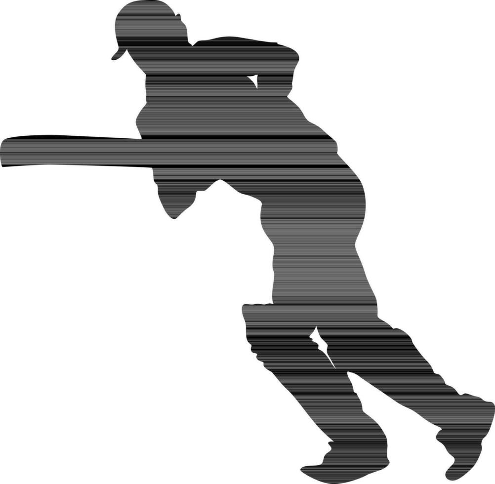 Silhouette cricket batsman running. vector