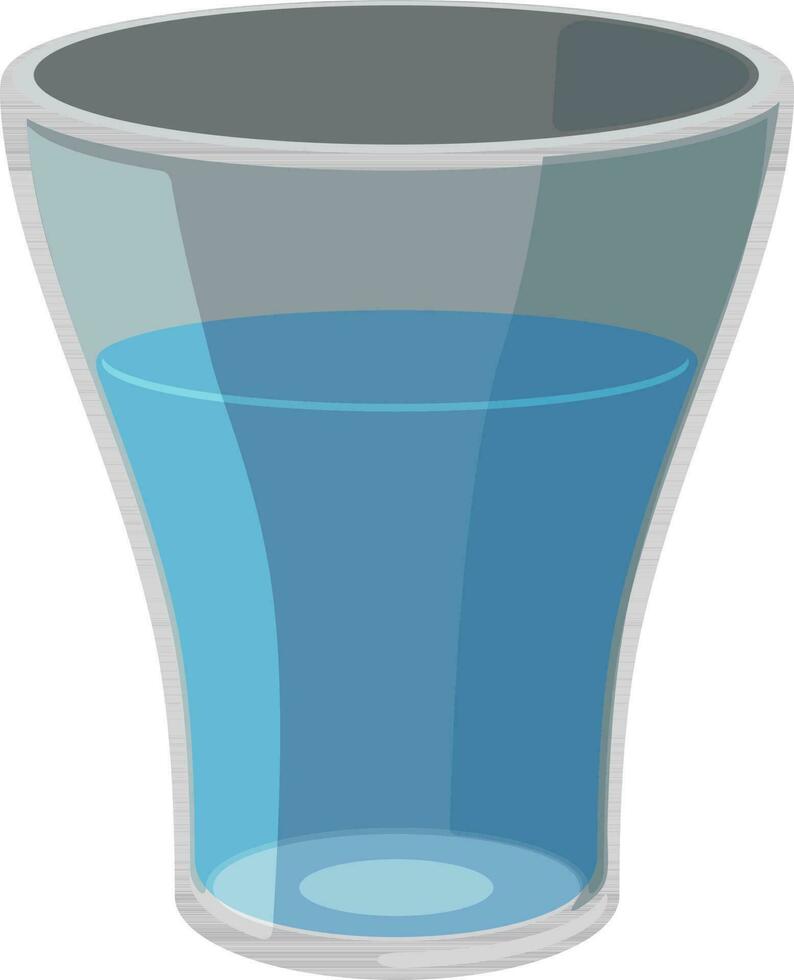 medio lleno vaso con azul color líquido. vector