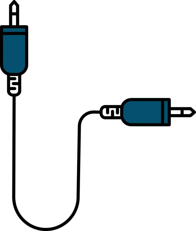 audio cable icono o símbolo en azul color. vector
