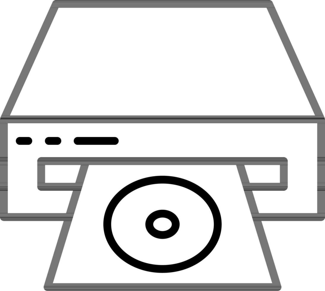 DVD jugador icono o símbolo en negro línea Arte. vector