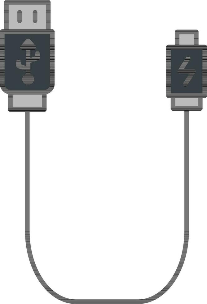 USB Cable Icon in Grey Color. vector