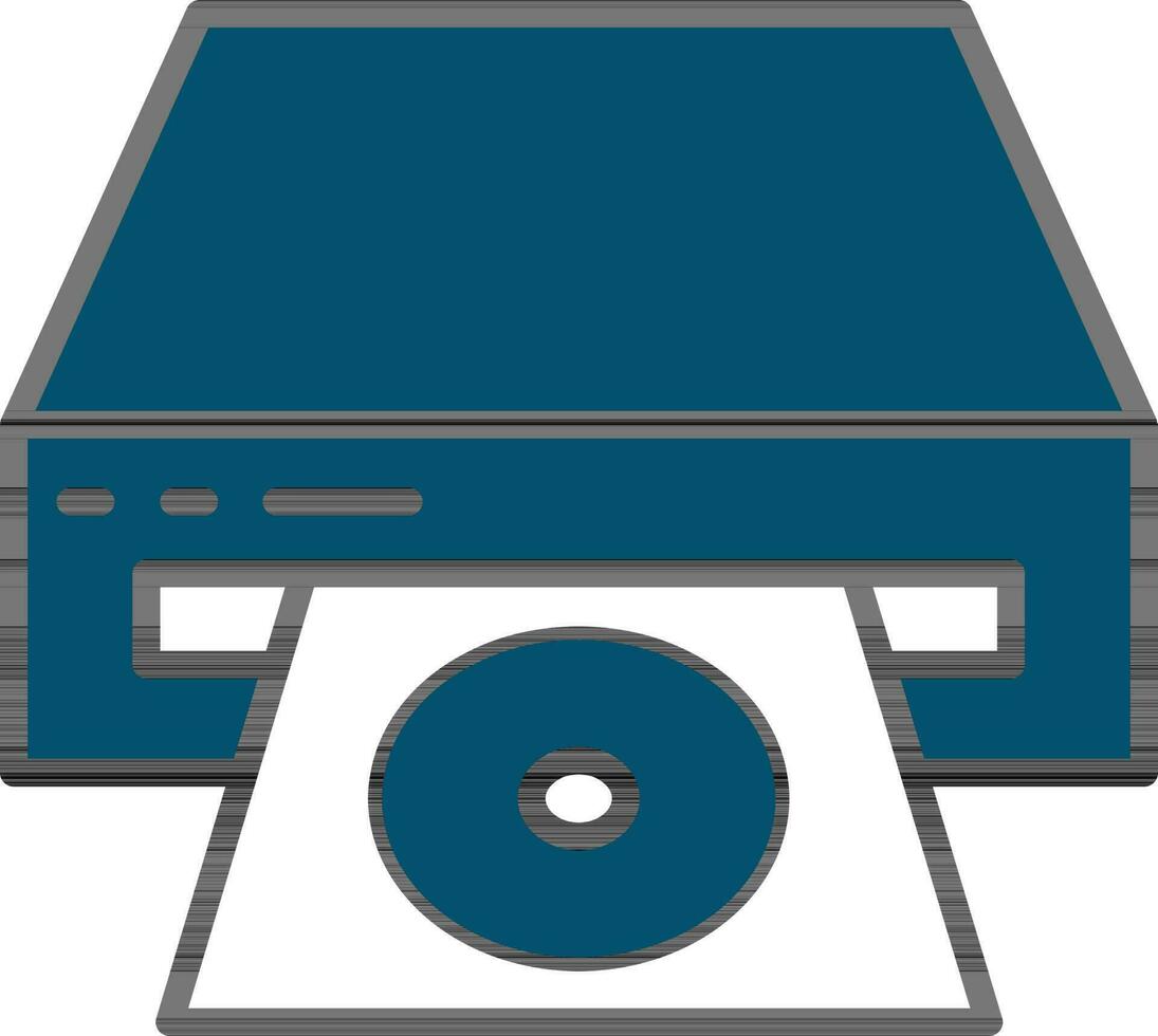 DVD jugador icono o símbolo en azul y blanco color. vector