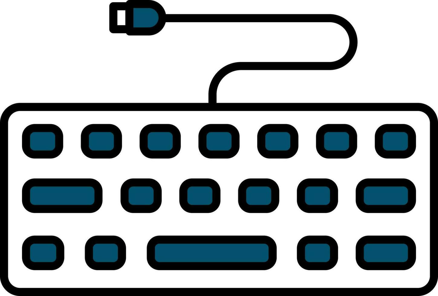 plano estilo teclado icono en azul y blanco color. vector