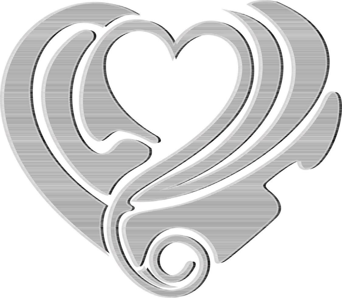 Heart in gray and white color. vector