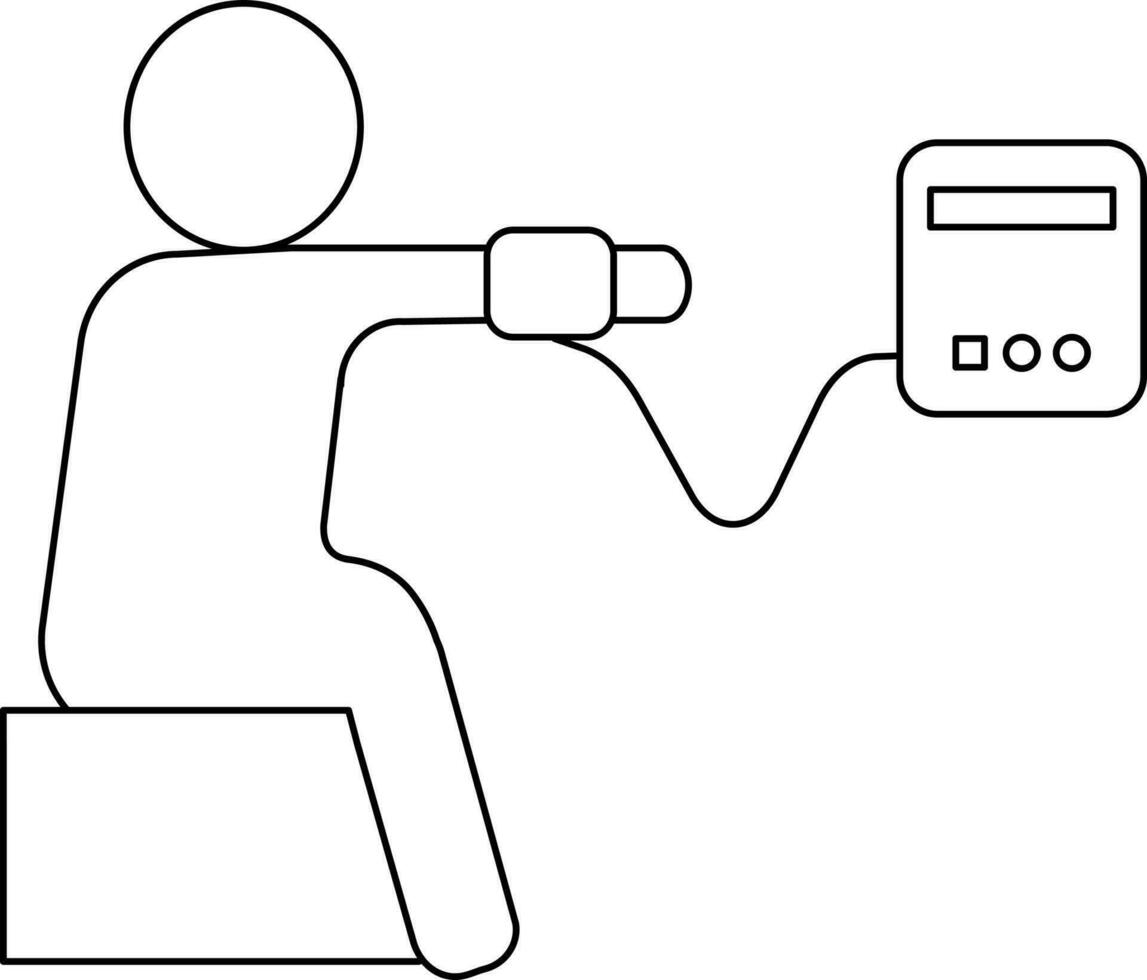 Patient Measuring Blood Pressure Icon In Thin Line Art. vector