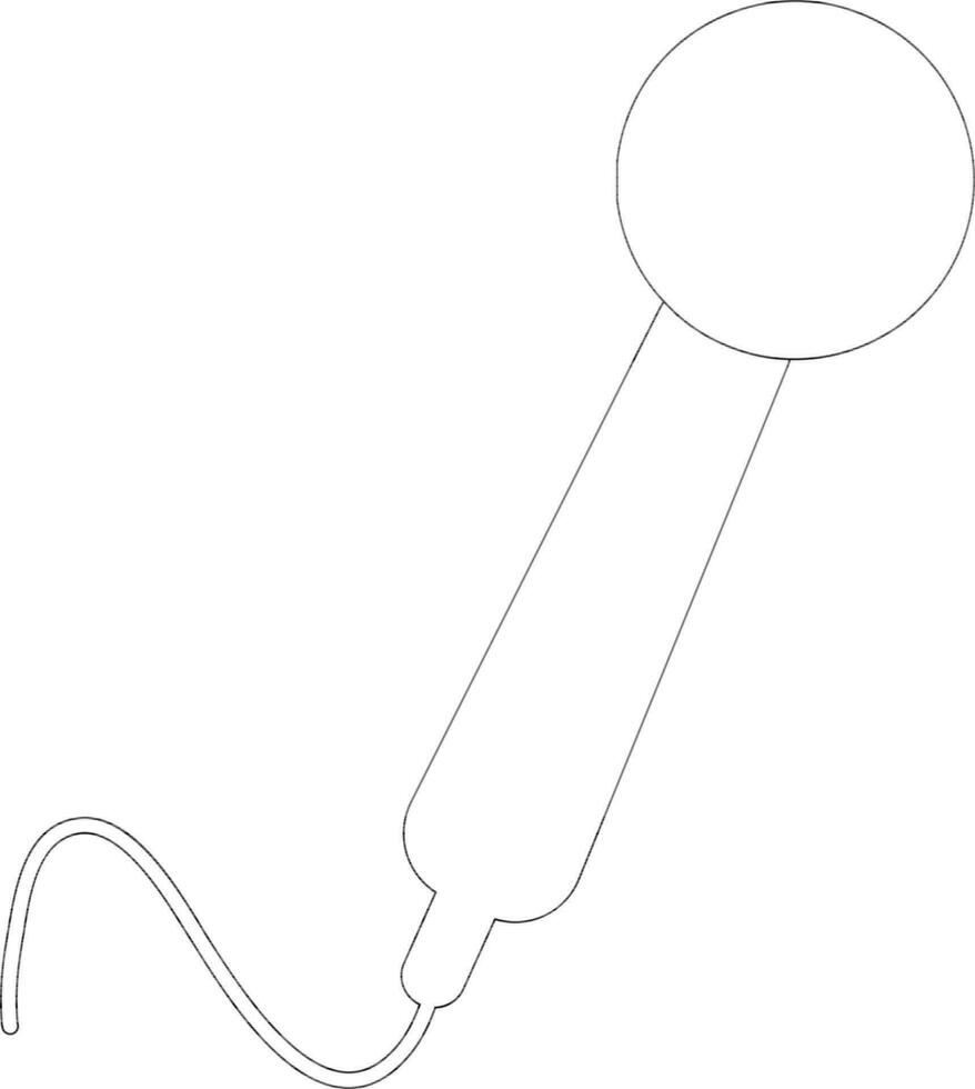 Black line art microphone with wire. vector