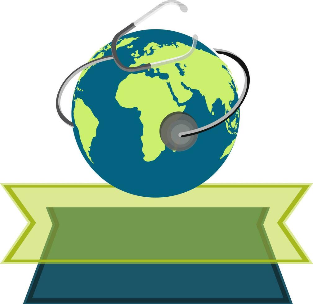 Earth globe with stethoscope for World Health Day concept. vector