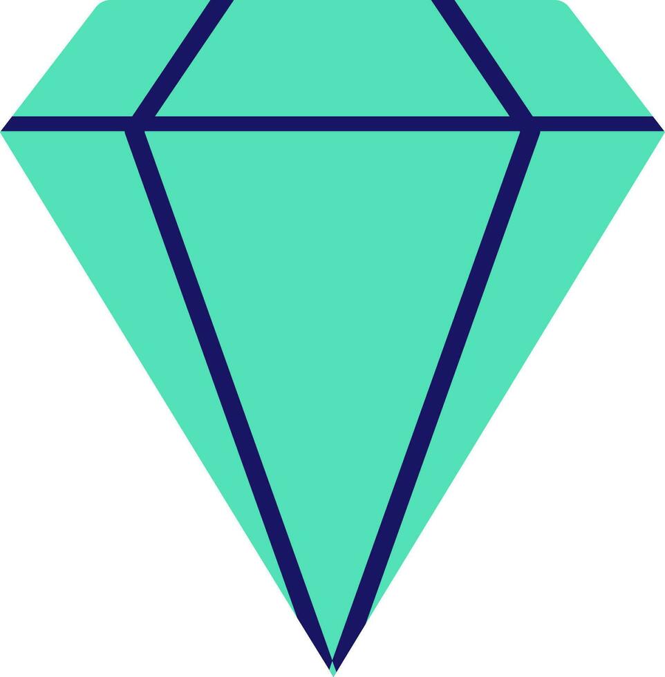 Flat style diamond in blue and green color. vector