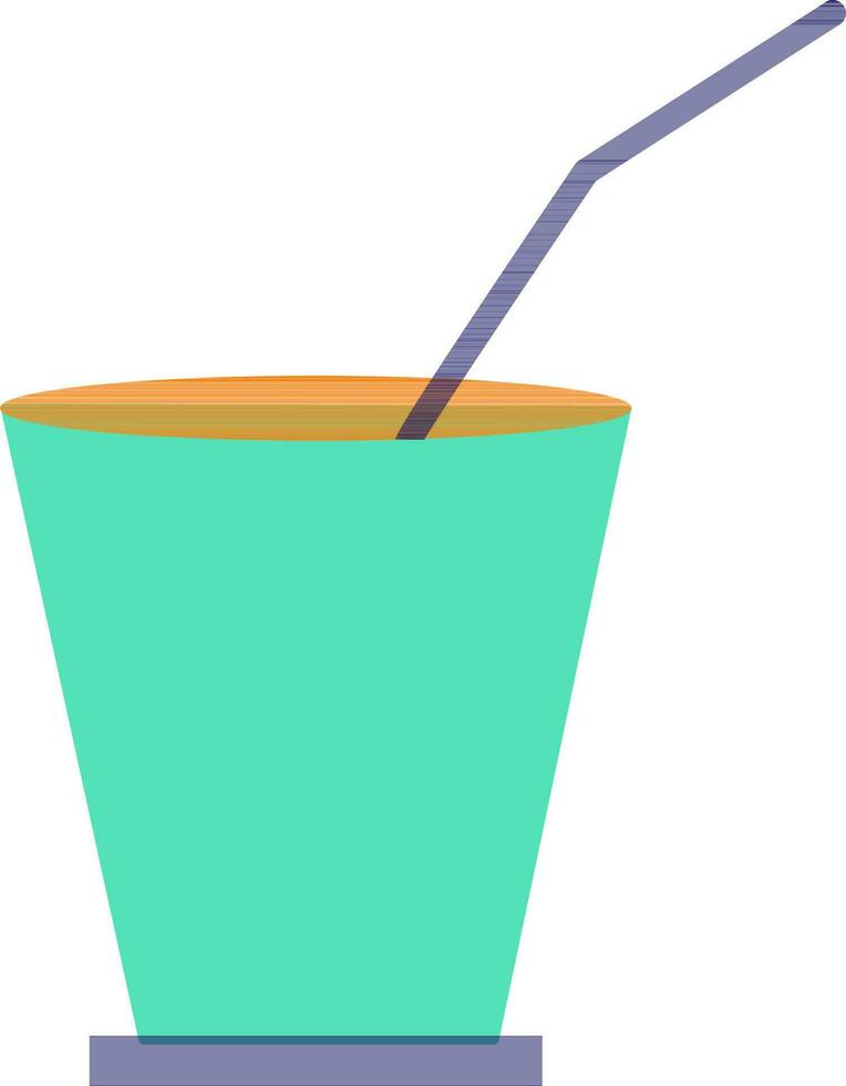 Glass with straw in flat style. vector