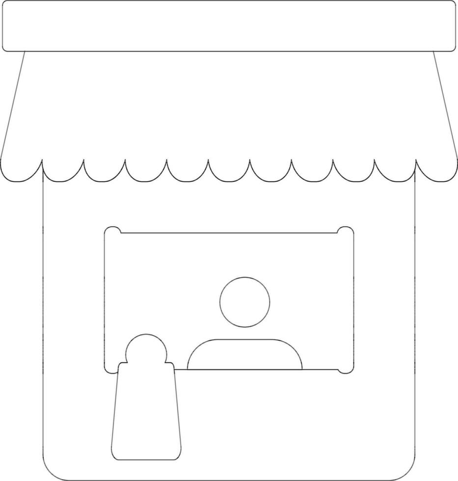 Black line art illustration of a shopping store. vector