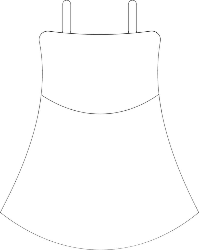 Black line art illustration of a dress. vector