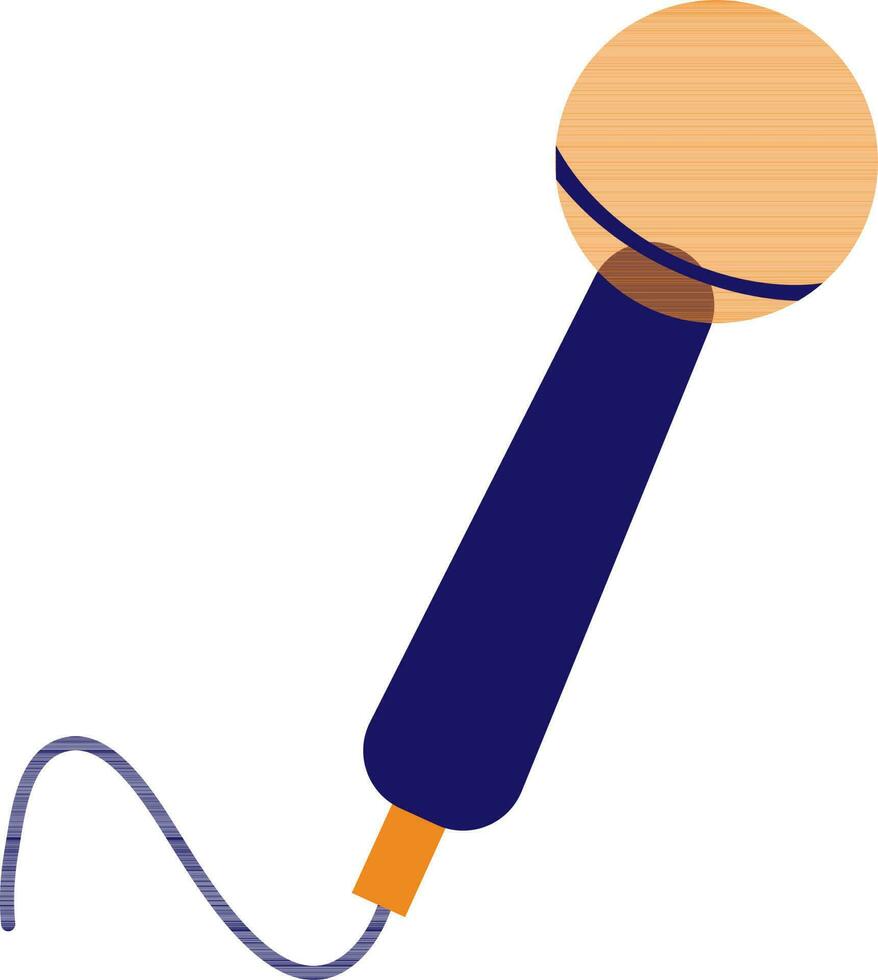 Orange and blue microphone with wire. vector