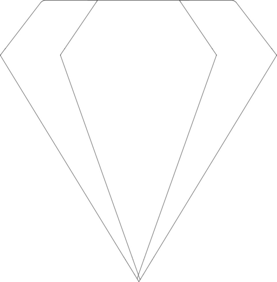 Flat style diamond made by black line art. vector