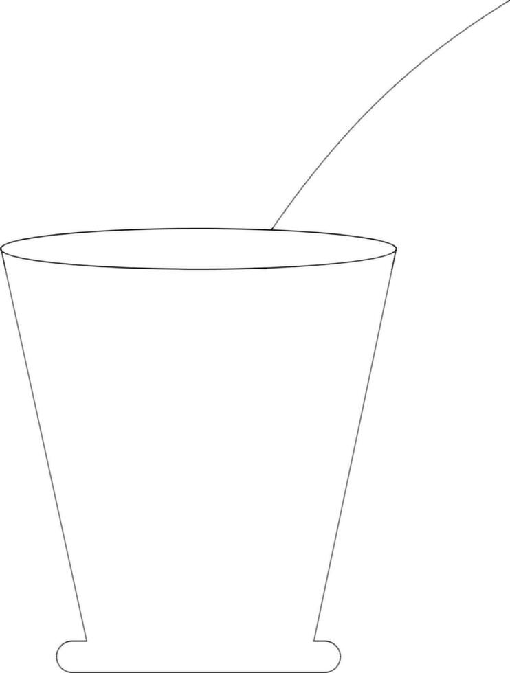 Black line art glass with straw. vector