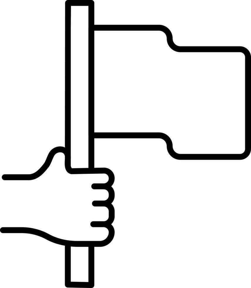 Flat Style Hand Holding Flag Icon In Black Line Art. vector