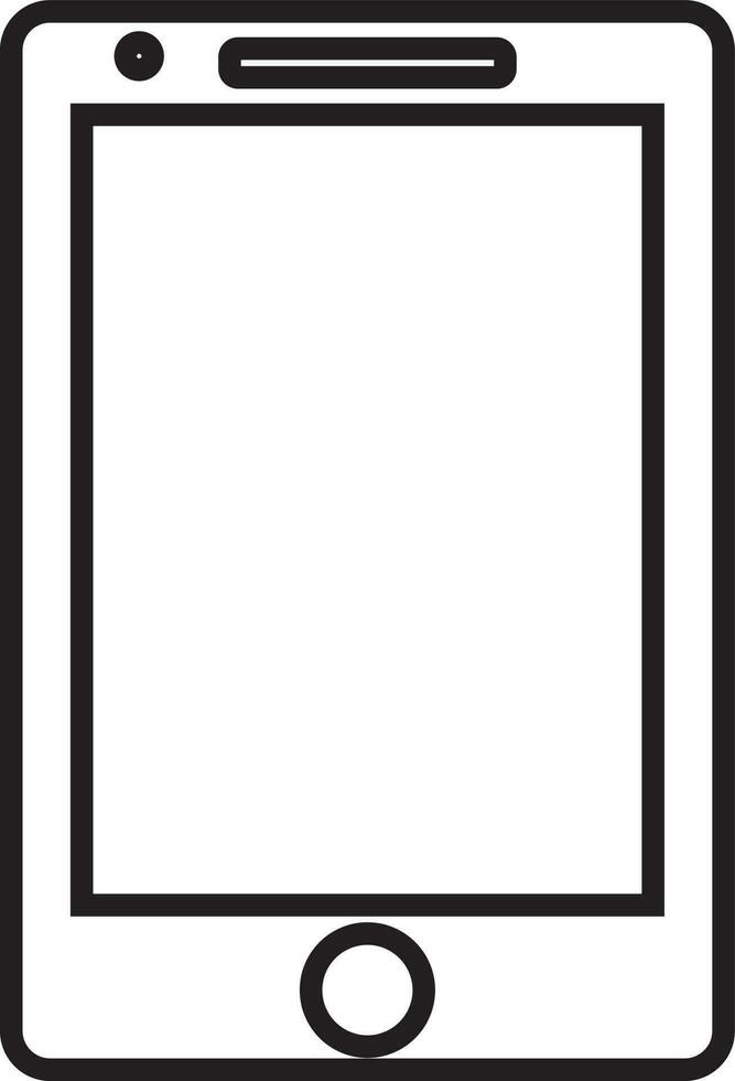 Black line art illustration of a smartphone. vector