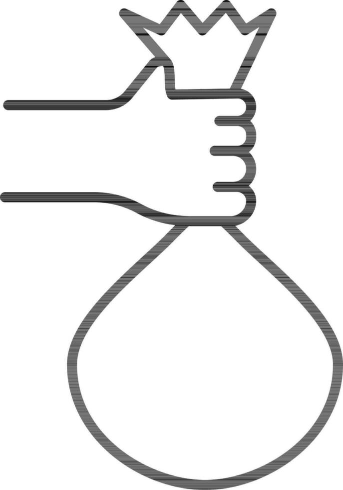 Line Art Illustration of Hand Holding Pouch Icon. vector