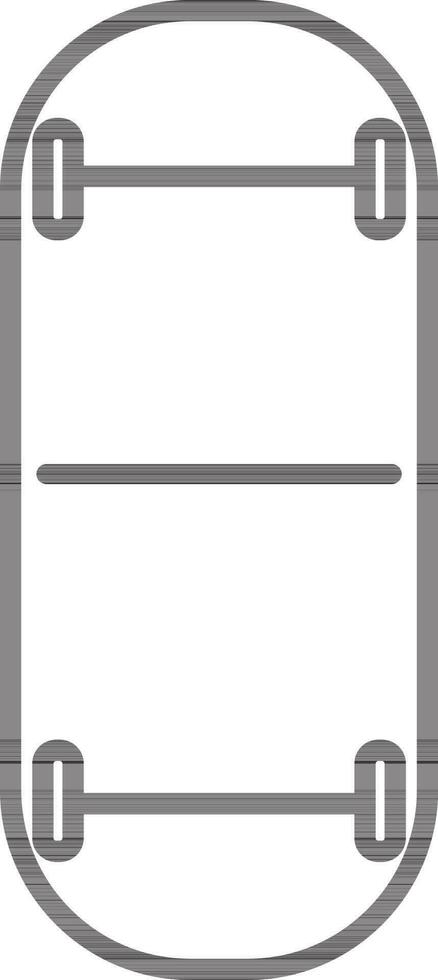 Black line art skating board. vector