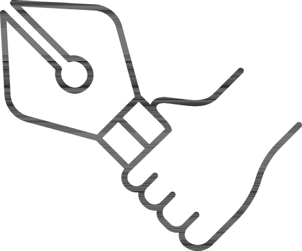 Line Art Illustration of Hand Holding A Pliers Icon In Flat Style. vector