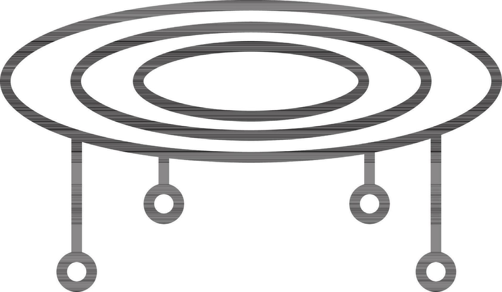 Black line art trampoline. vector