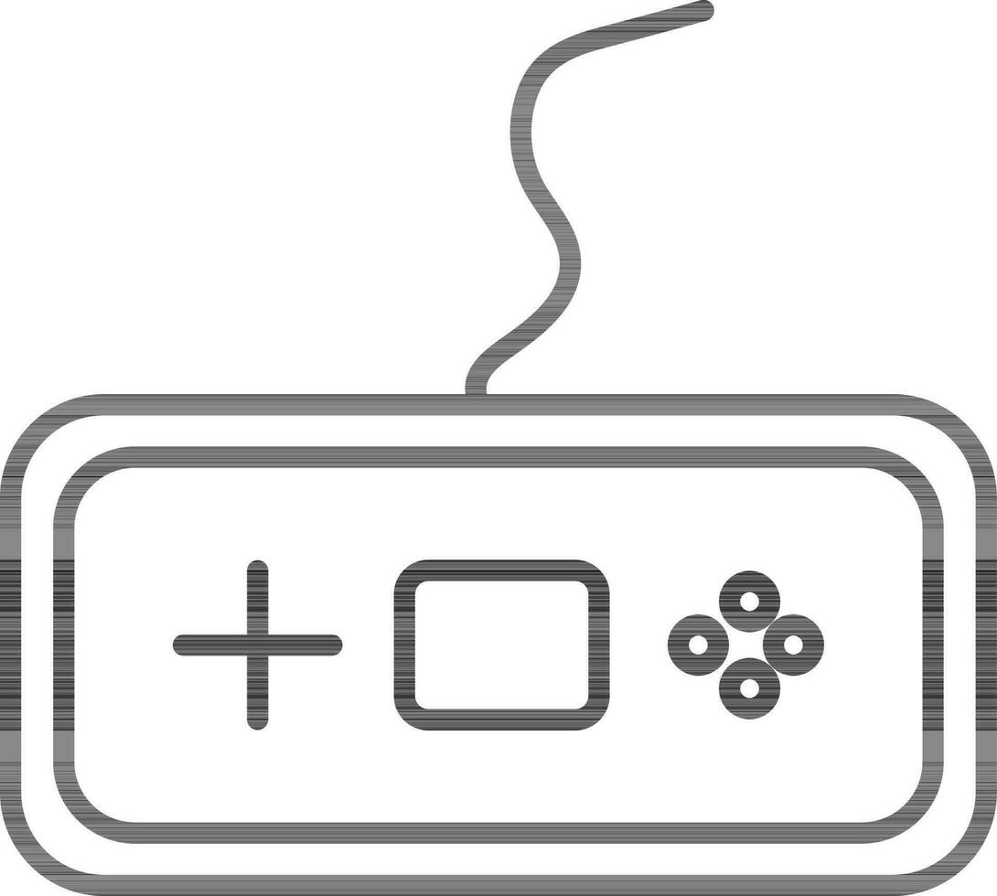 negro línea Arte ilustración de un gamepad en plano estilo. vector