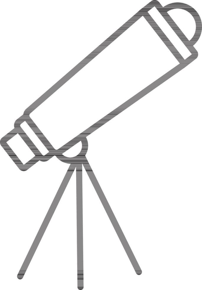 Black line art illustration of a telescope. vector