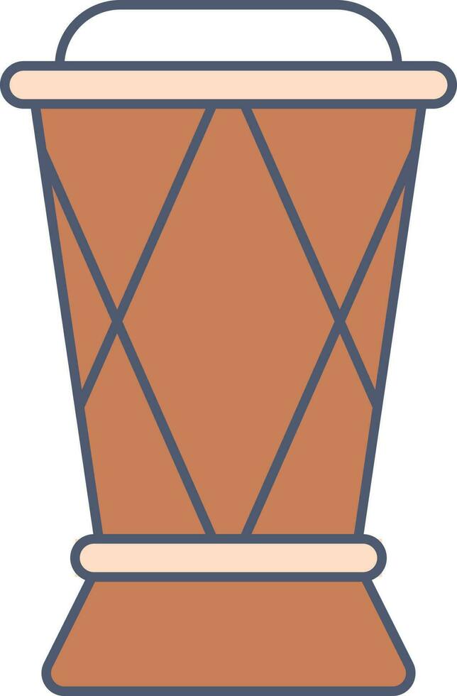 Flat Style Drum Icon Or Symbol In Brown Color. vector