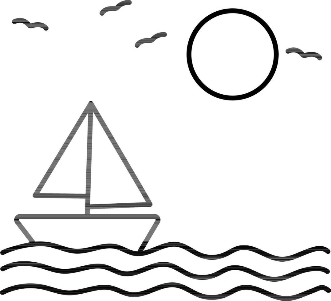 Summer Holiday concept with sailboat in the sea. vector