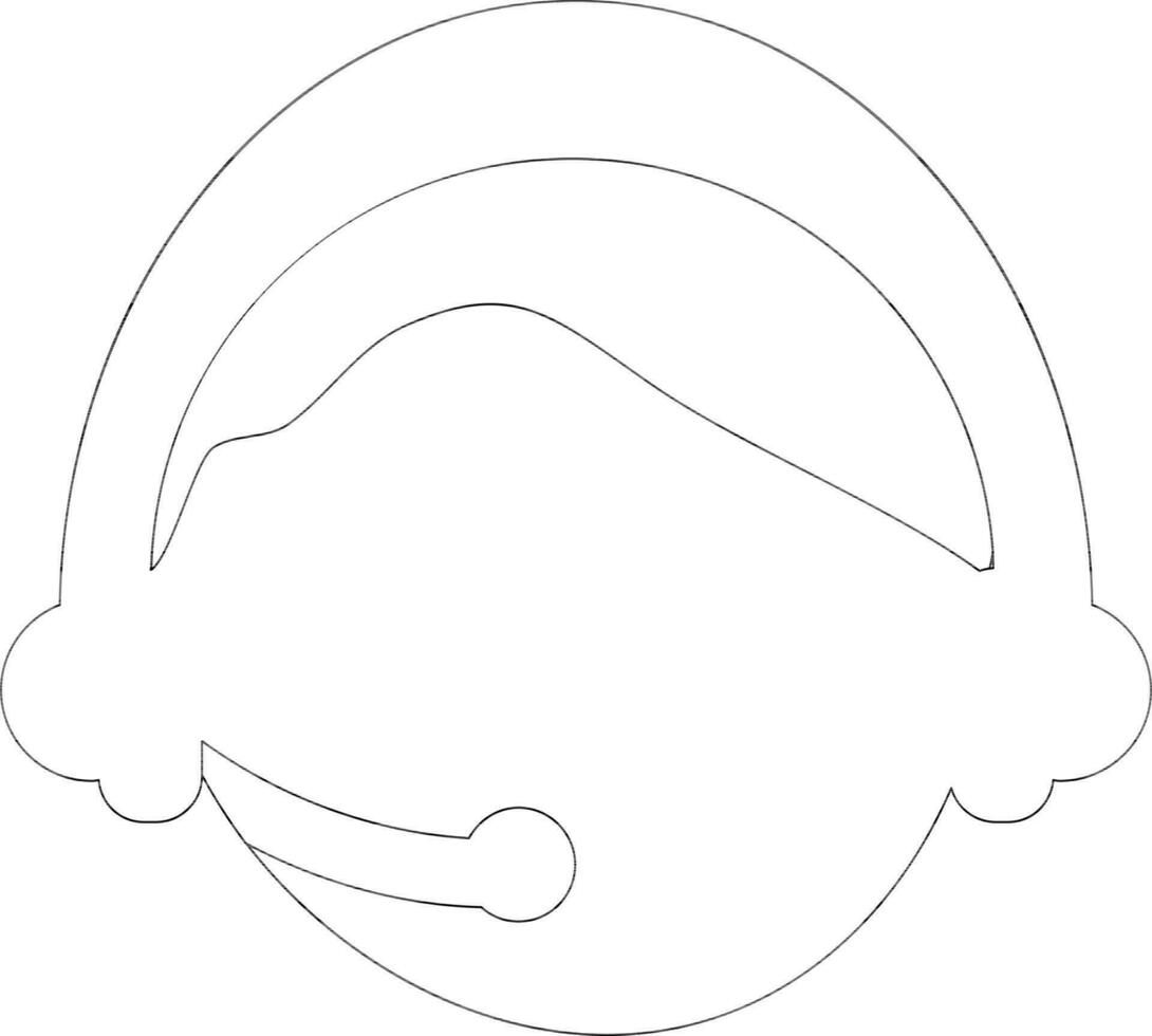 Call center faceless boy in black line art. vector