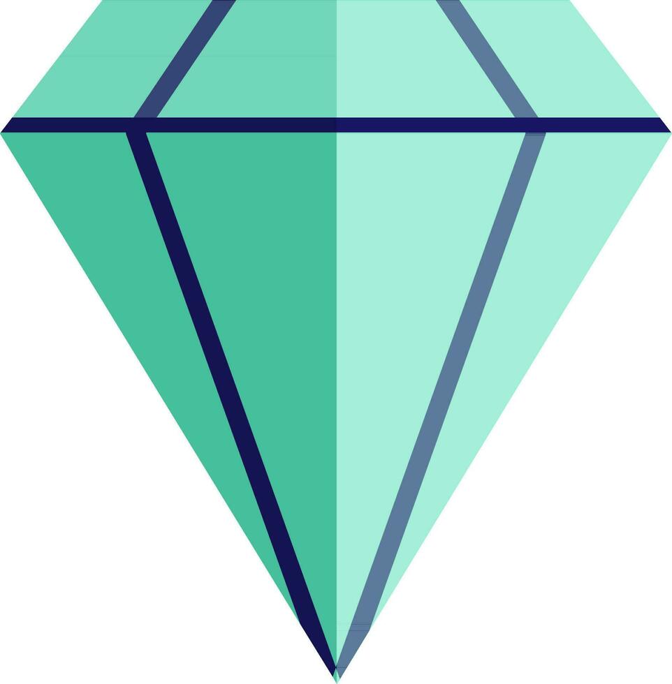 Flat style diamond in blue and green color. vector