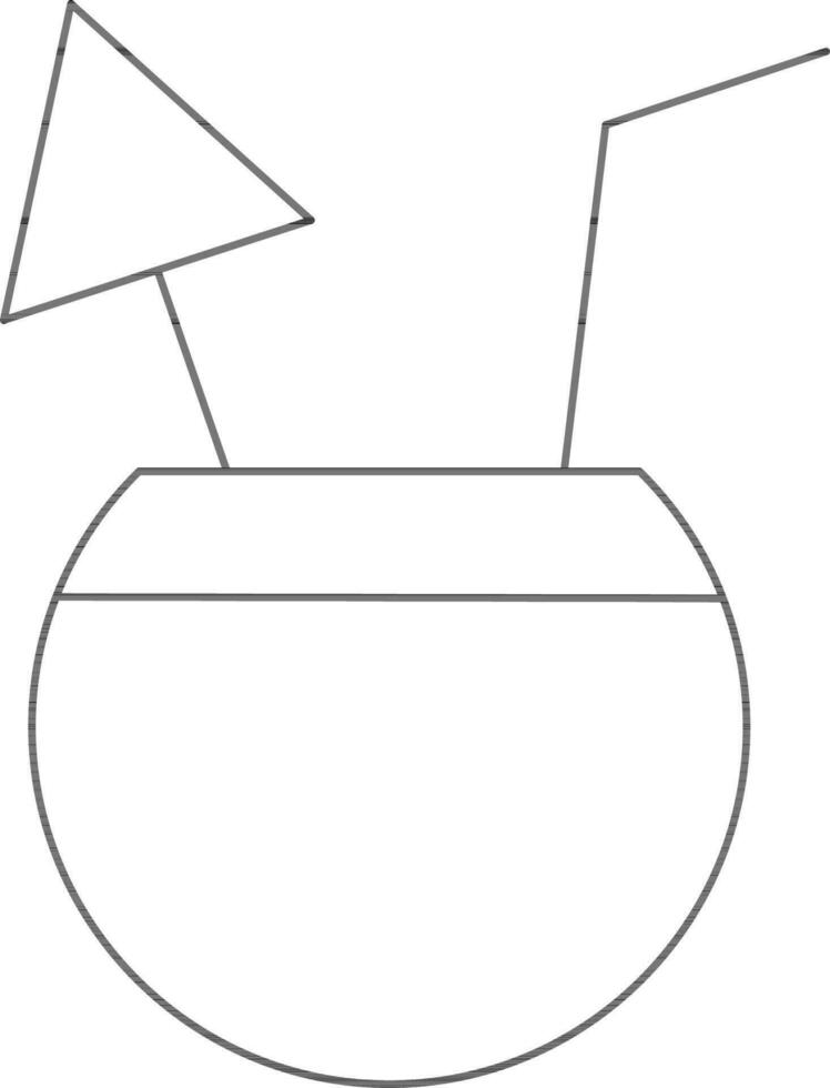 Coconut Drink Icon In Black Line Art. vector