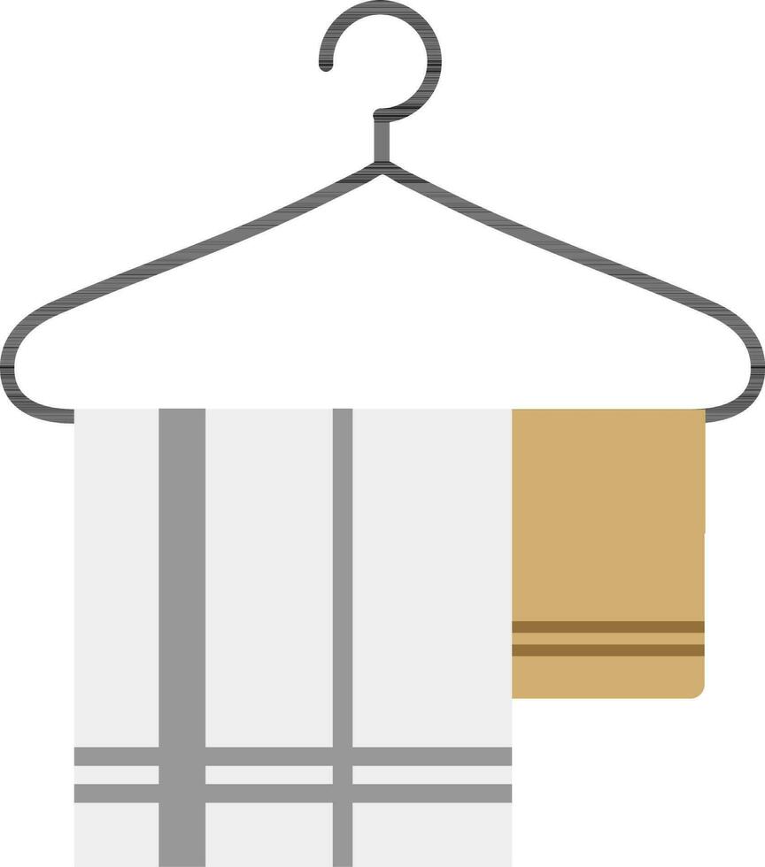 Flat illustration of towel hanging on hanger. vector