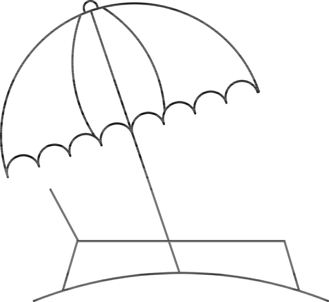 Lounger With Umbrella Icon In Thin Line Art. vector