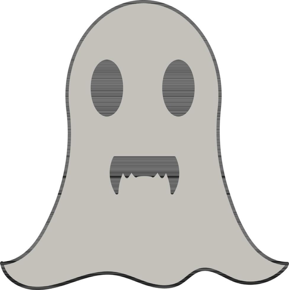 Grey and Black Ghost Icon in Flat Style. vector