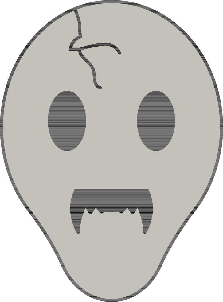 Grey and Black Monster Skull Icon in Flat Style. vector