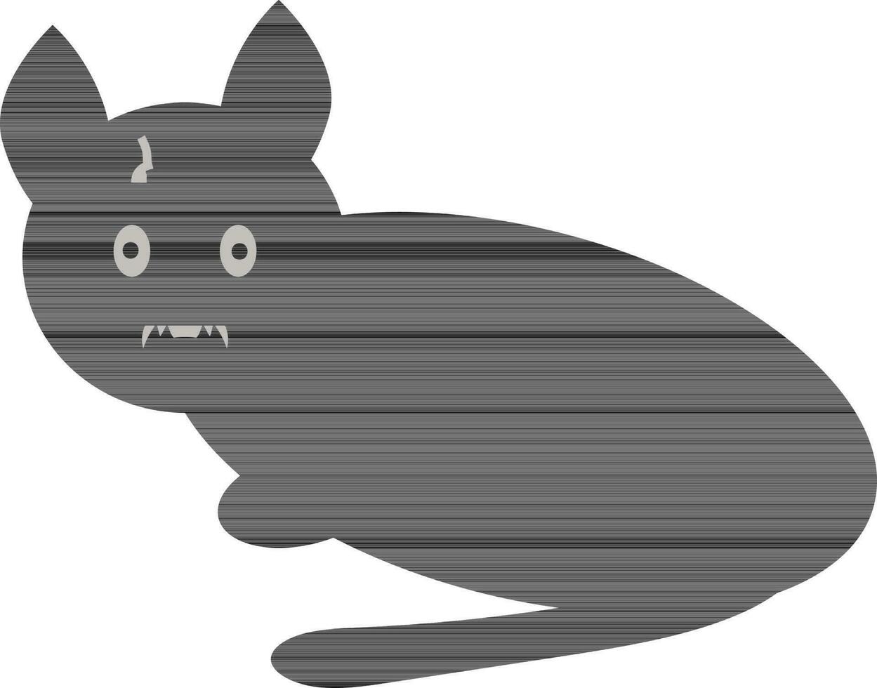 negro de miedo gato tendido abajo icono en blanco antecedentes. vector