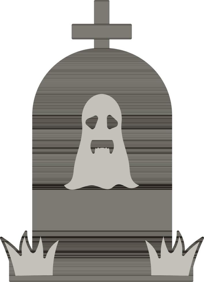 Ghost on Gravestone Icon in Gray and Black Color. vector