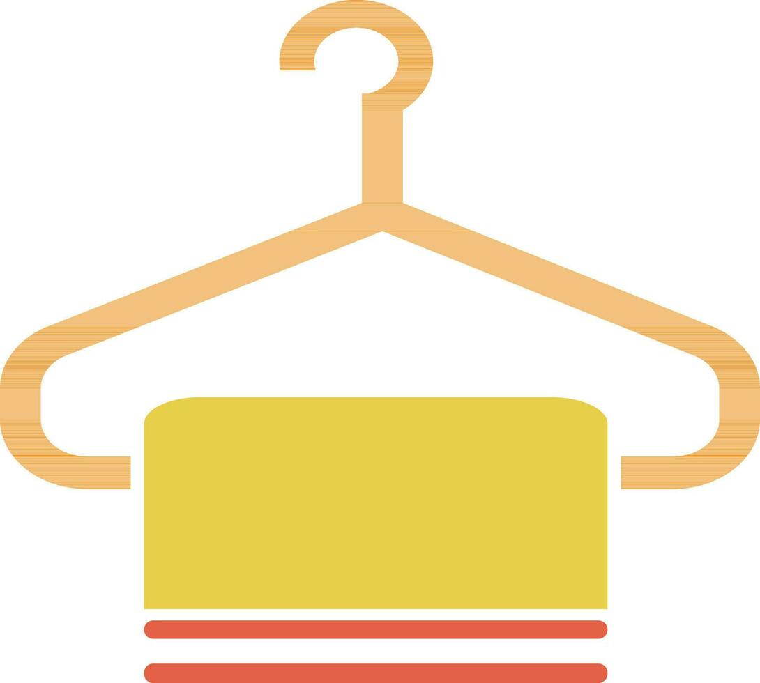 Orange Hanger with hanging yellow Towel. vector