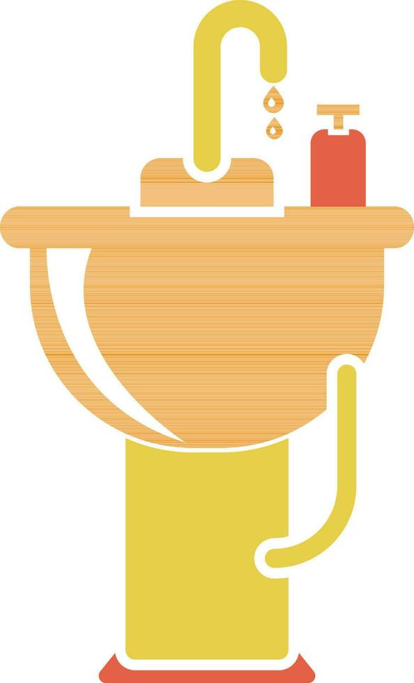 Orange and Yellow icon of Sink in flat style. vector