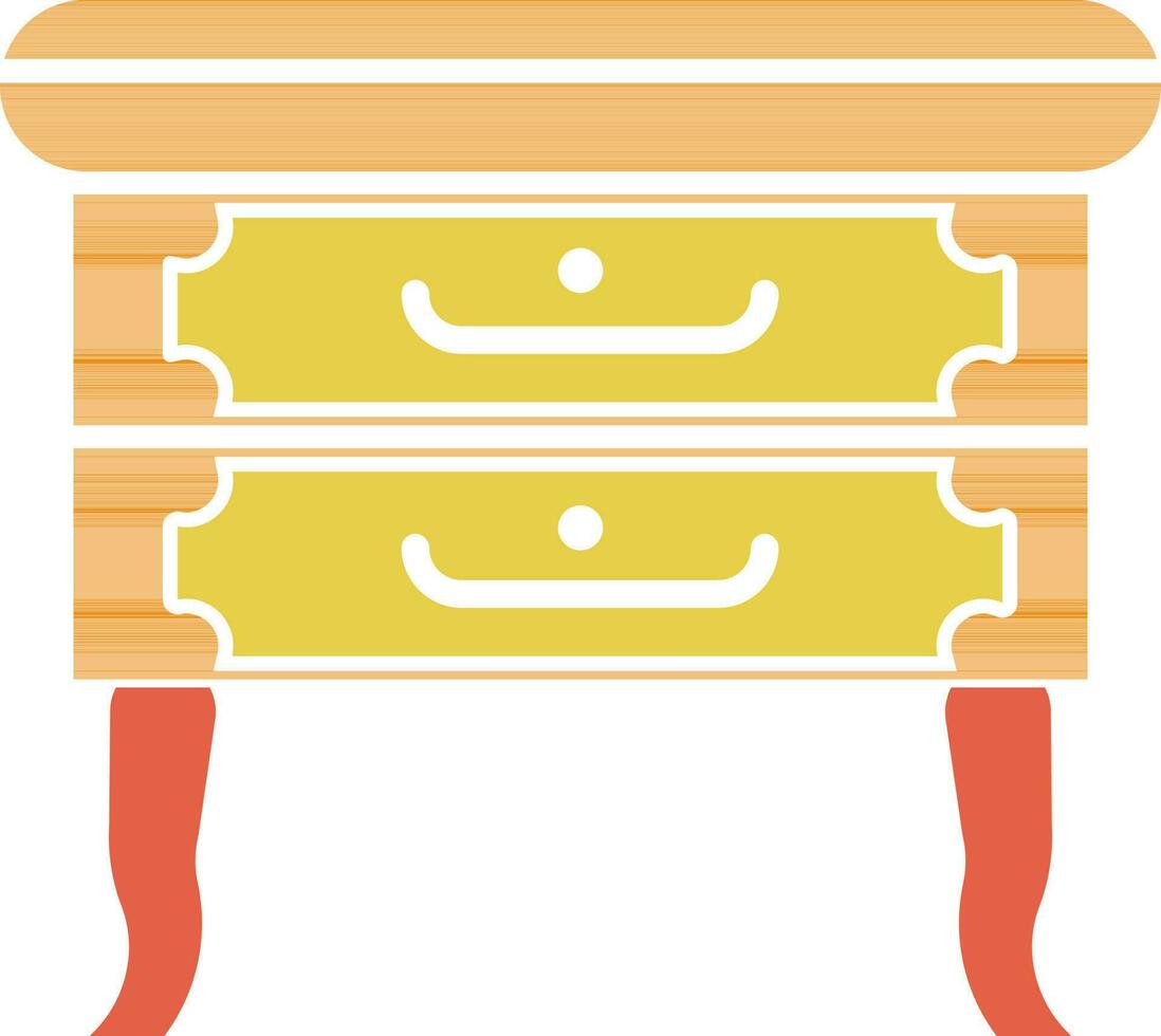 mueble o mesa cajón icono en plano estilo. vector