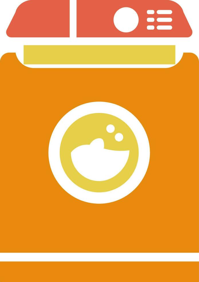 Front load Washing machine icon in yellow color. vector