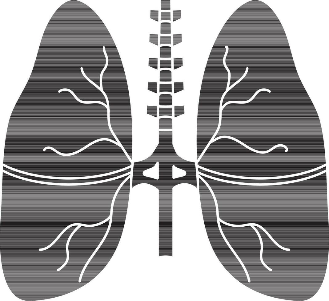 Glyph style of lungs icon inside body. vector