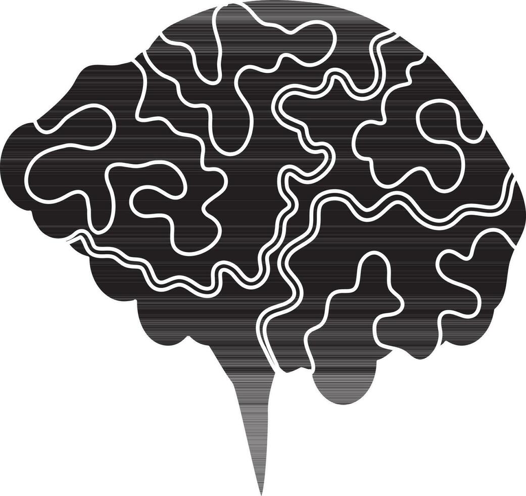 Glyph style of brain icon for human body. vector
