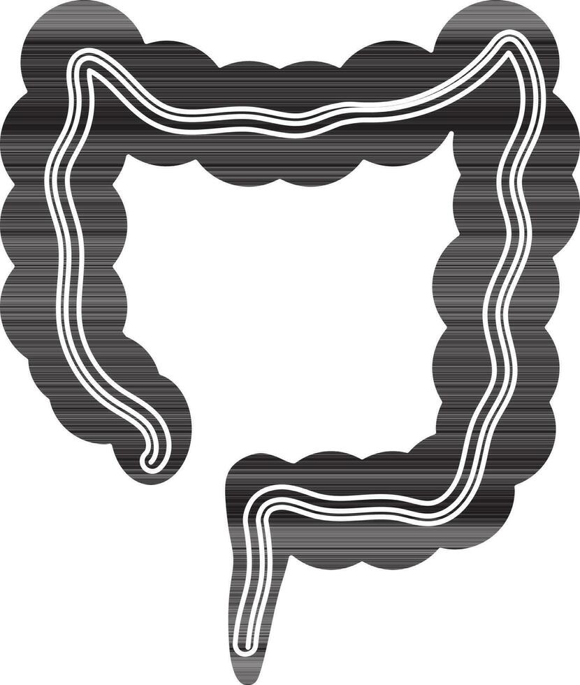 negro estilo de grande intestino icono de cuerpo parte. vector