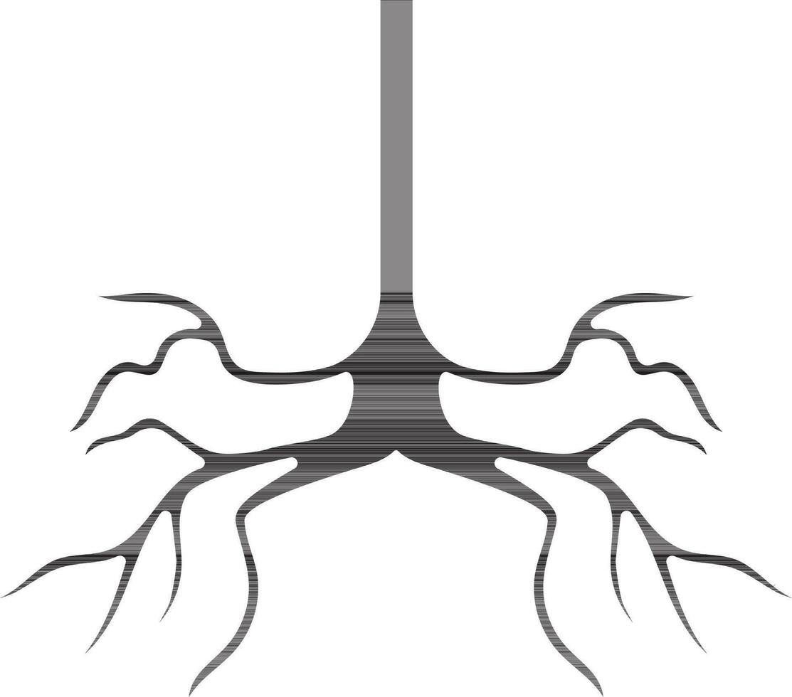 Human bronchus icon in silhouette style. vector