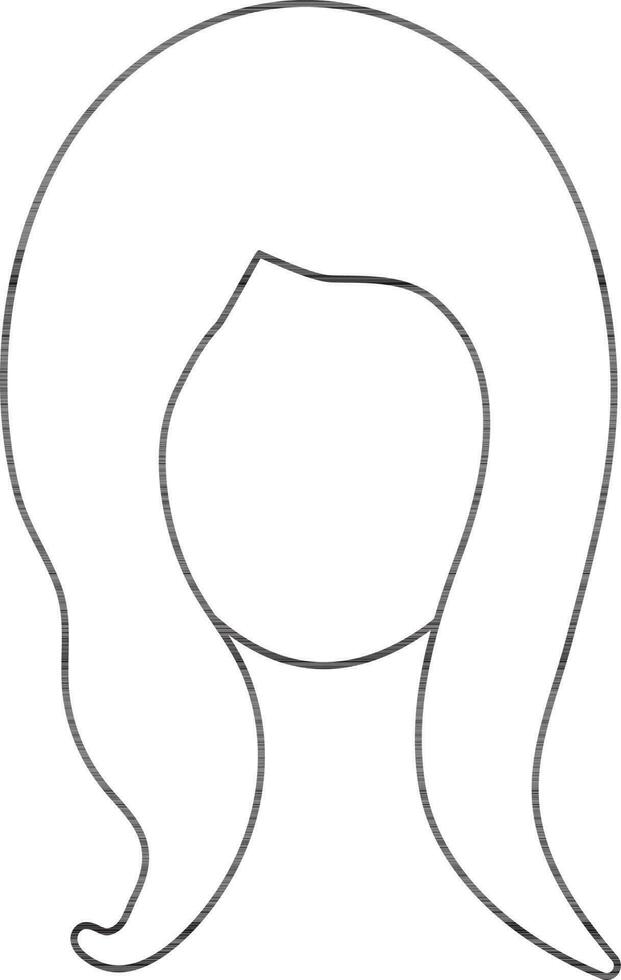 Female face with long hair for body part in stroke style. vector